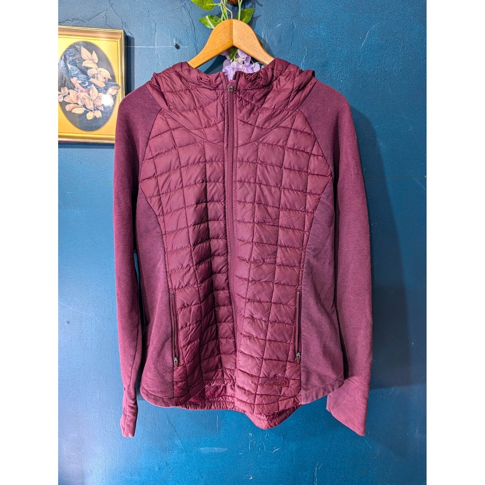 The North Face ThermoBall Hybrid Quilted Full Zip Hoodie Jacket Women Large
